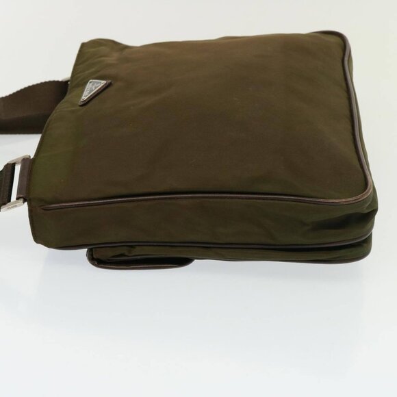 PRADA Shoulder Bag Enamel Khaki Brown Auth - Picture 4 of 16